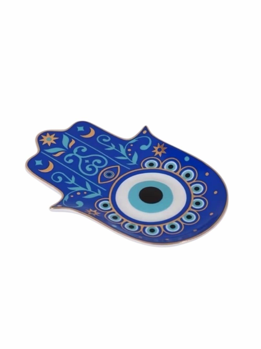 Blue Hamsa Hand Ceramic Jewelry/Trinket Dish New